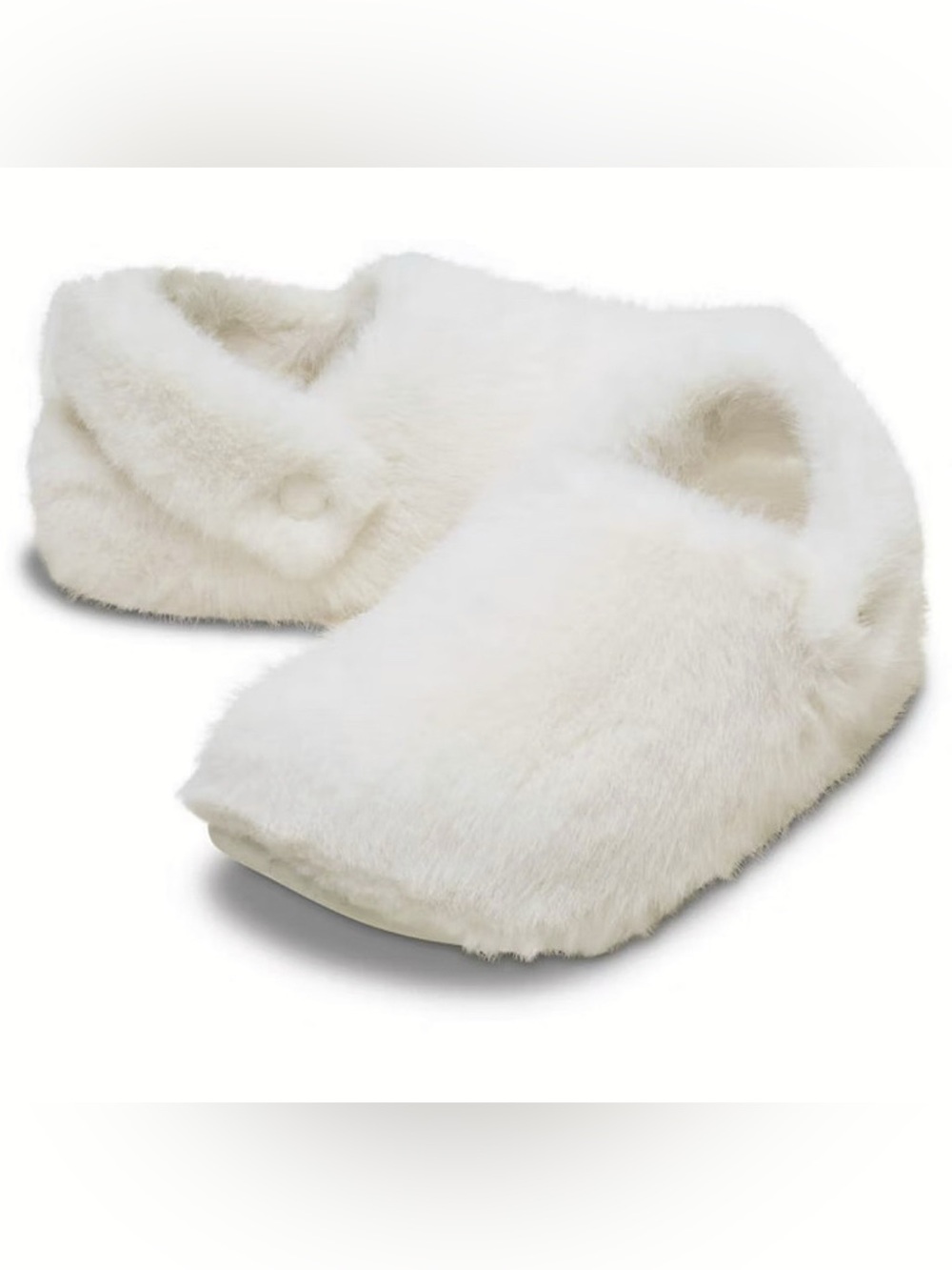 NWT Crocs Fuzzy Classic Cozzzy Luxe Slippers White Chalk - Size M1O/W12
